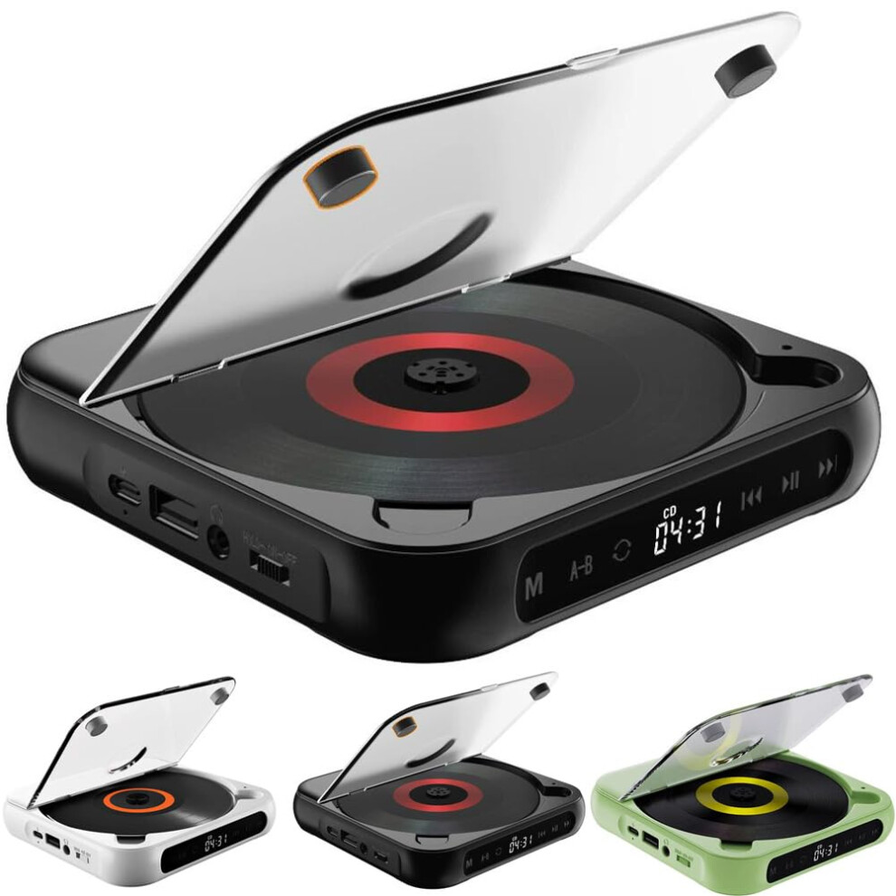 Portable Cd Player With Bluetooth 5.3, Rechargeable, Supports Cd/Cdr/Cdrw/Mp3, Hifi Sound, Compact & Light/Black 9044945450897
