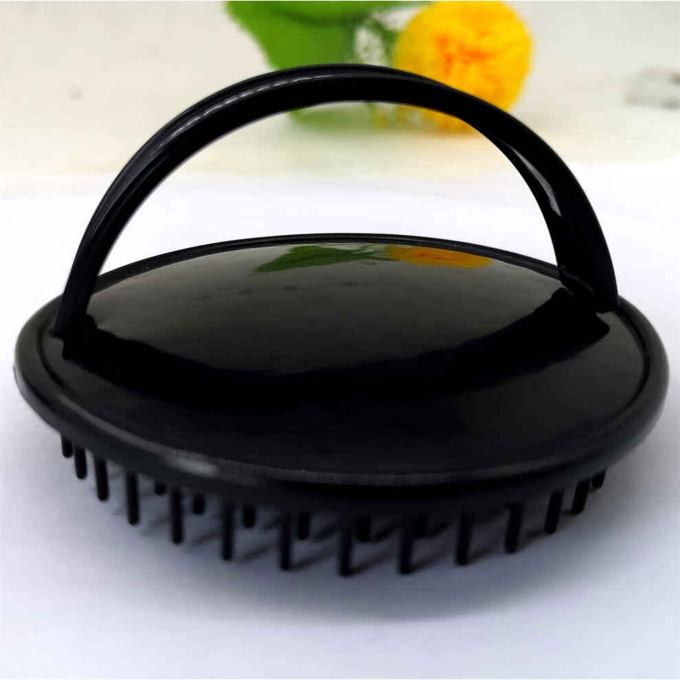 Black Scalp Massager Shampoo Brush For Hair Growth, Silicone Scrubber For Dandruff Relief, Wet Dry Use,