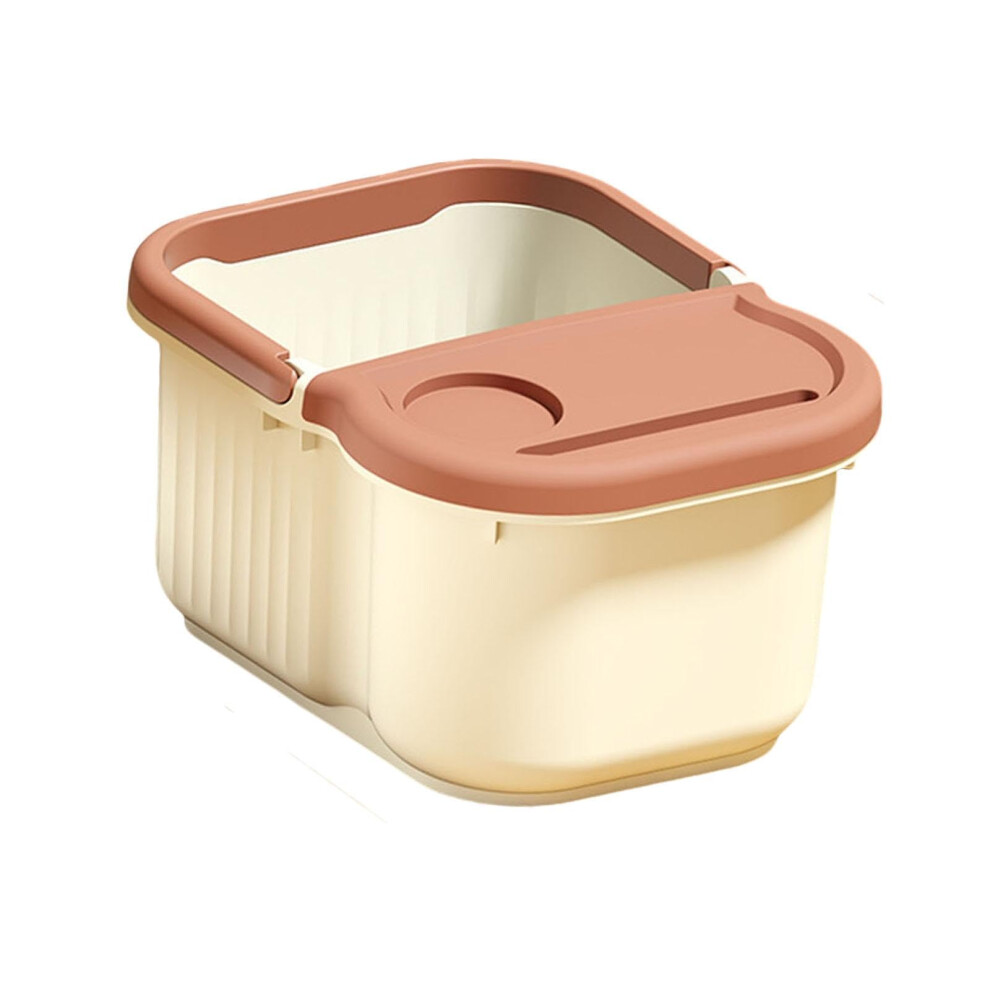 Beige Foot Spa Basin With Massage Points, Deep Calf Soaking Pp Foot Soaking Tub With Lid, Small