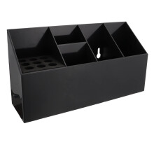 Barber Tool Organizer with Hairdressing Scissor Holder, Black Salon Countertop Storage Box
