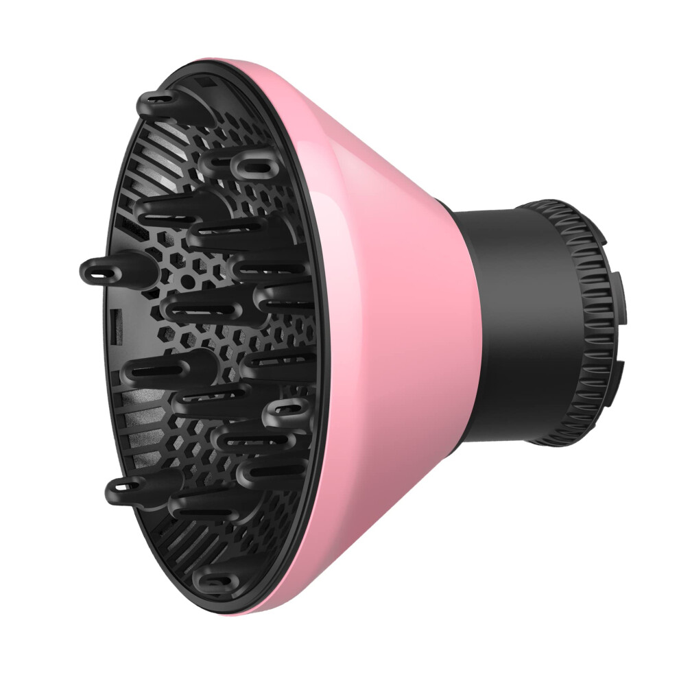 Pink Universal Hair Dryer Diffuser Attachment For Curly Hair With Defined Curl Boost And Frizz Reduction Airflow (Pink)