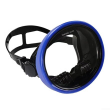 Adult Snorkel Mask with Tempered Glass, Wide View, ScratchResistant Lens and Silicone Seal, Black Blue