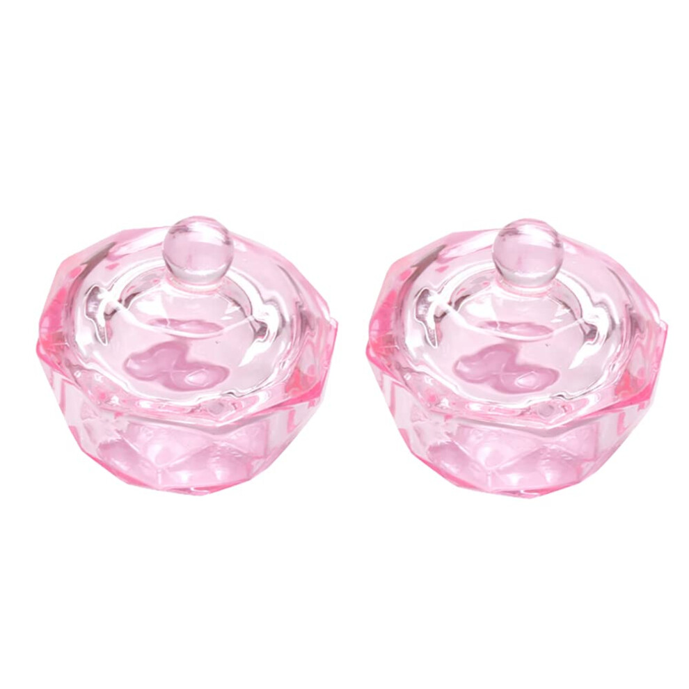Nail Art Glass Container Set of 2 with Lid, Clear Dipping Powder Cups for Manicure Salon Use