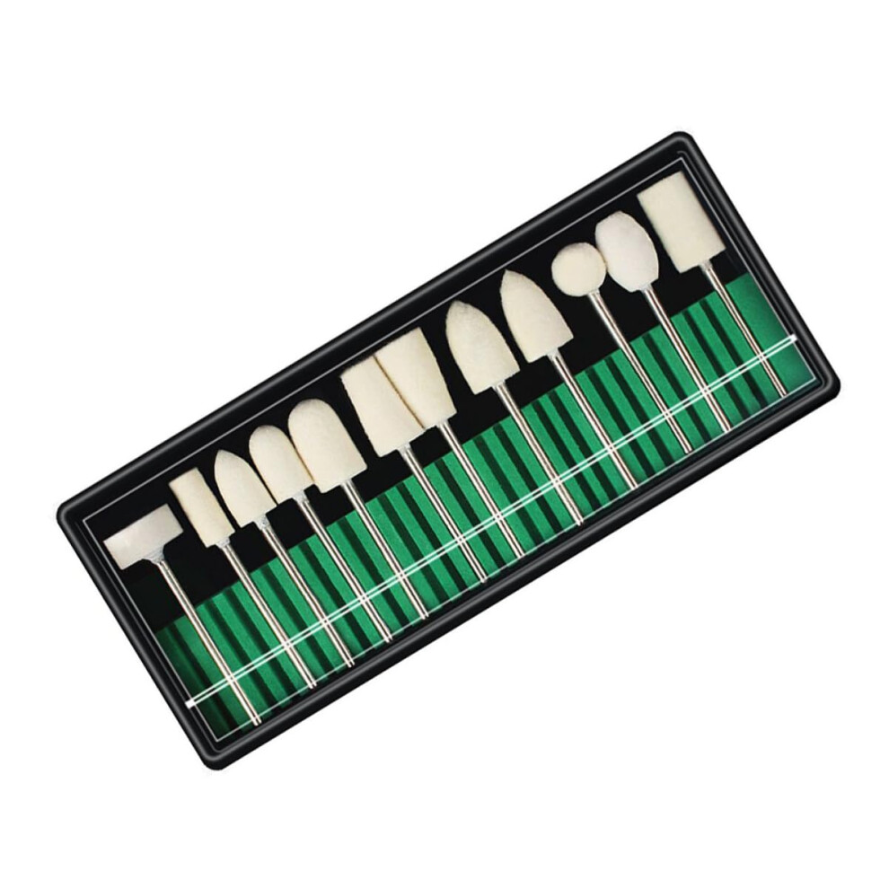 Nail Drill Bits Set with Safe Wool Polishing Head for Gentle Manicure Pedicure Nail Care