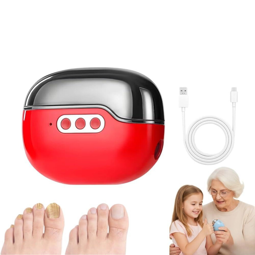 4in1 Electric Nail Clipper with Light, Rechargeable Manicure Tool for Seniors with Nail Dryer (Red)