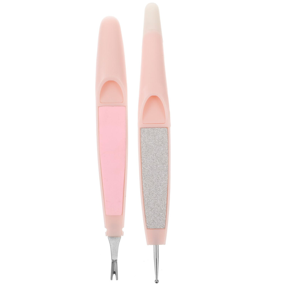 3 in 1 Metal Cuticle Pusher Nail File and Dotting Tool for Manicure Home and Salon Use