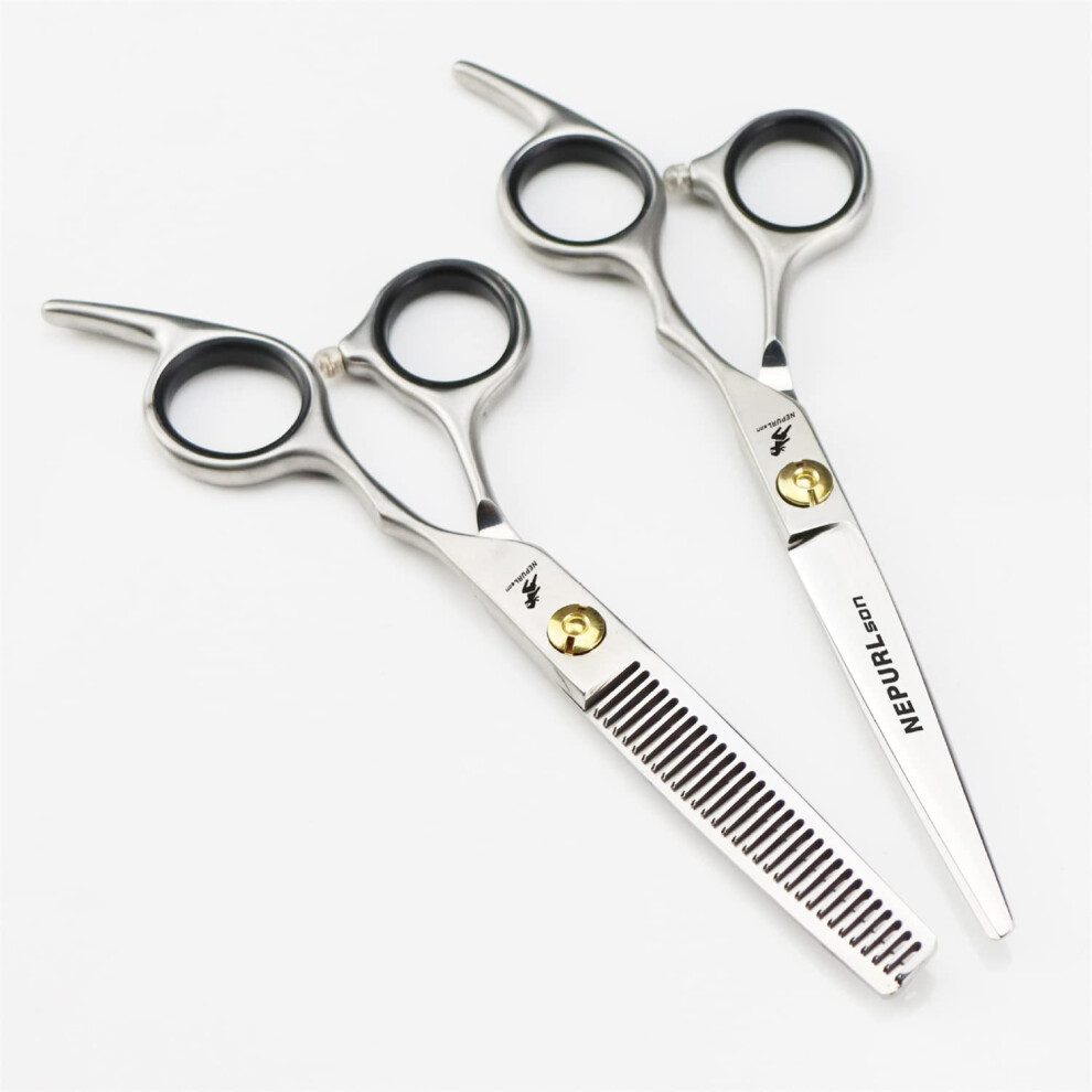 Japanese 440C Professional Barber Shears Set, 6.0 Inch Hair Cutting Scissors with Ultra Sharp Blades for Salon and Home Use