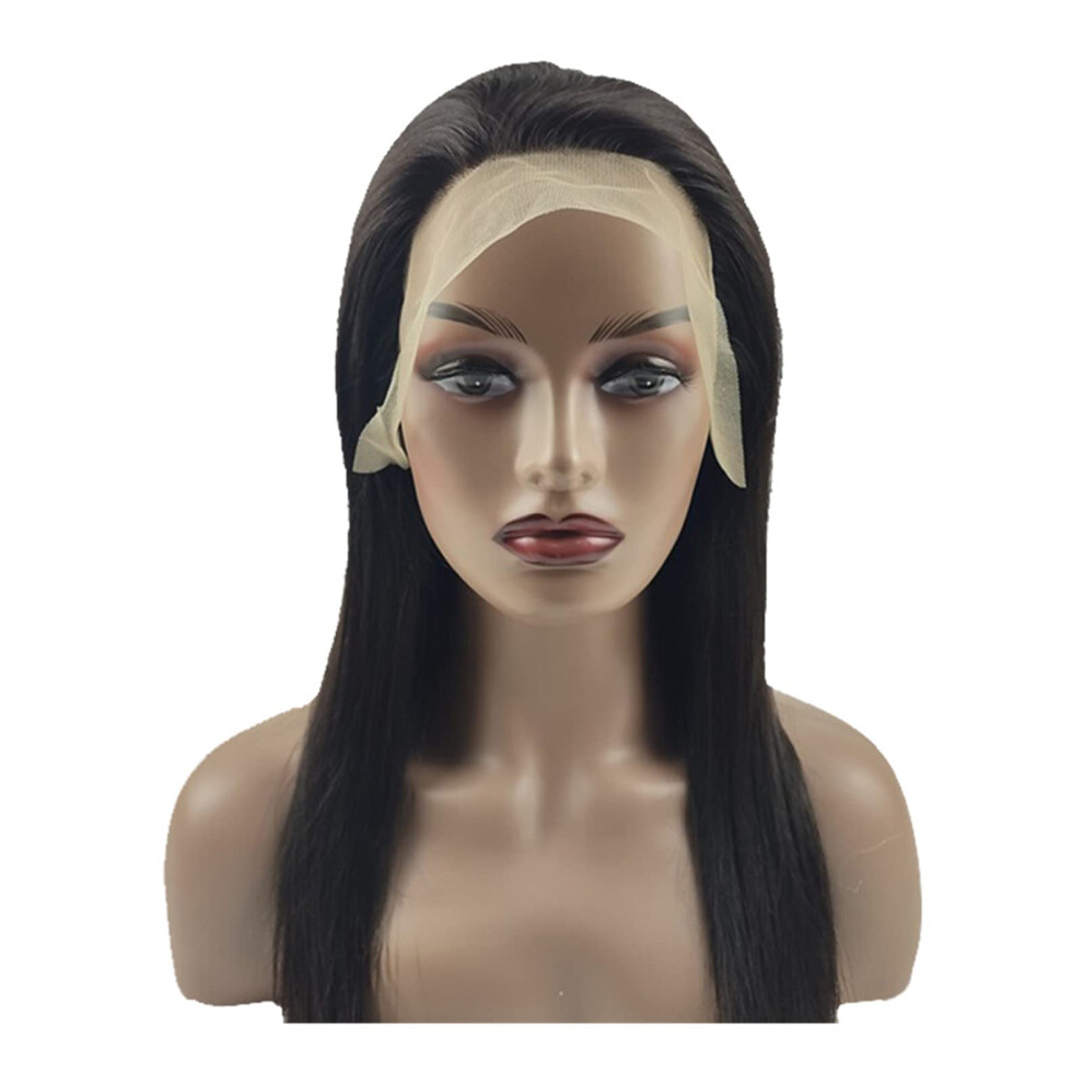 13x4 Straight Human Hair Lace Front Wig 150% Density Natural Black Preplucked Hairline for Women