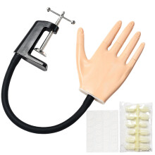 Nail Practice Hand with Nail Tips, Adjustable Manicure Training Hand for Beginners and Professionals