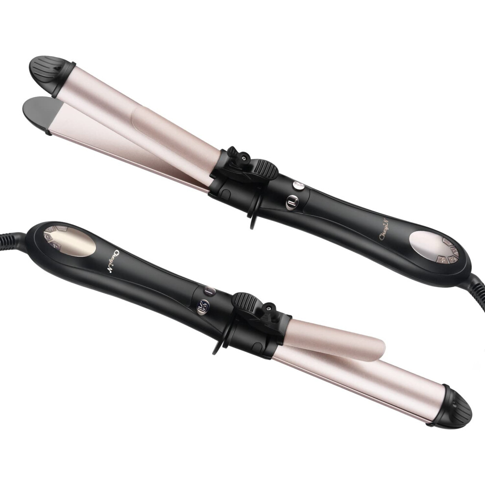 2 in 1 Hair Straightener and Curler, Ceramic Automatic Rotating Hair Curling Iron with Fast Heating and 11Level Temperature Control