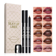 Matte Lip Liner Set 12 Pack Nude Brown Waterproof Long Wear Pigmented Velvet Finish