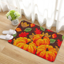 Latch Hook Kit (Pumpkin) Pumpkin Pattern Rug Kit, PrePrinted Canvas, Includes Yarn and Hook, Halloween Decor