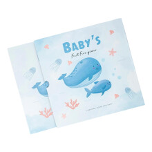 Baby Memory Book with Handprint Footprint Pages, Milestone Photos, Monthly Newborn Growth Record Whale