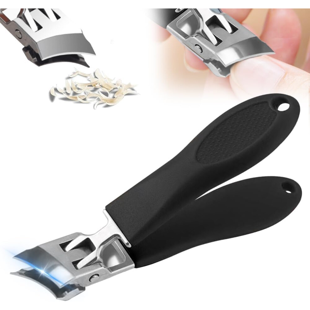 Heavy Duty Toenail Clippers for Thick Nails, Wide Mouth AntiSplash Angled Blade Stainless Steel Cutter
