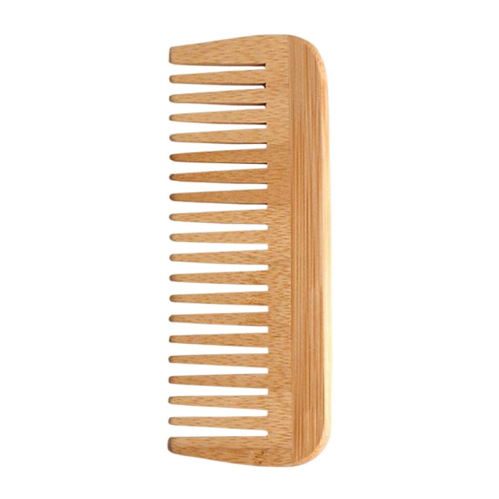 Unisex Wide Tooth Hair Comb Bamboo Anti Static For Curly Thick Wet And Dry Hair Gentle Detangling