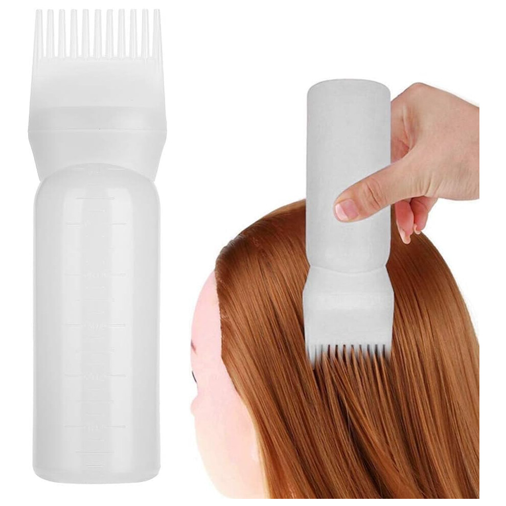 White 2 In 1 Hair Dye Applicator Bottle With Brush Comb, Quick Root Touchup Tool For Salon (White)
