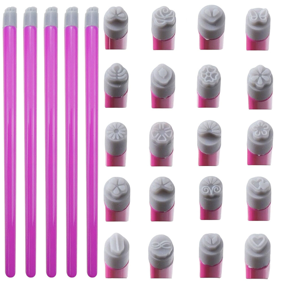Nail Art Stamping Kit with 20 Unique Patterns, Precision Stamp Pen Set for DIY Salon Designs