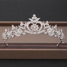 Wedding Tiara and Crystal Jewelry Set Silver Bridal Crown Headpiece Baroque Rhinestone Design