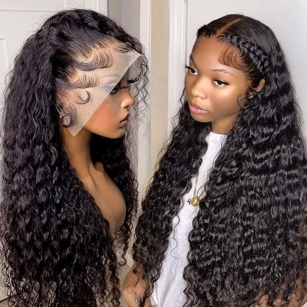 30 Inch Human Hair Lace Front Wig 13x6 HD Transparent Lace Frontal Pre Plucked Wet and Wavy 180 Density