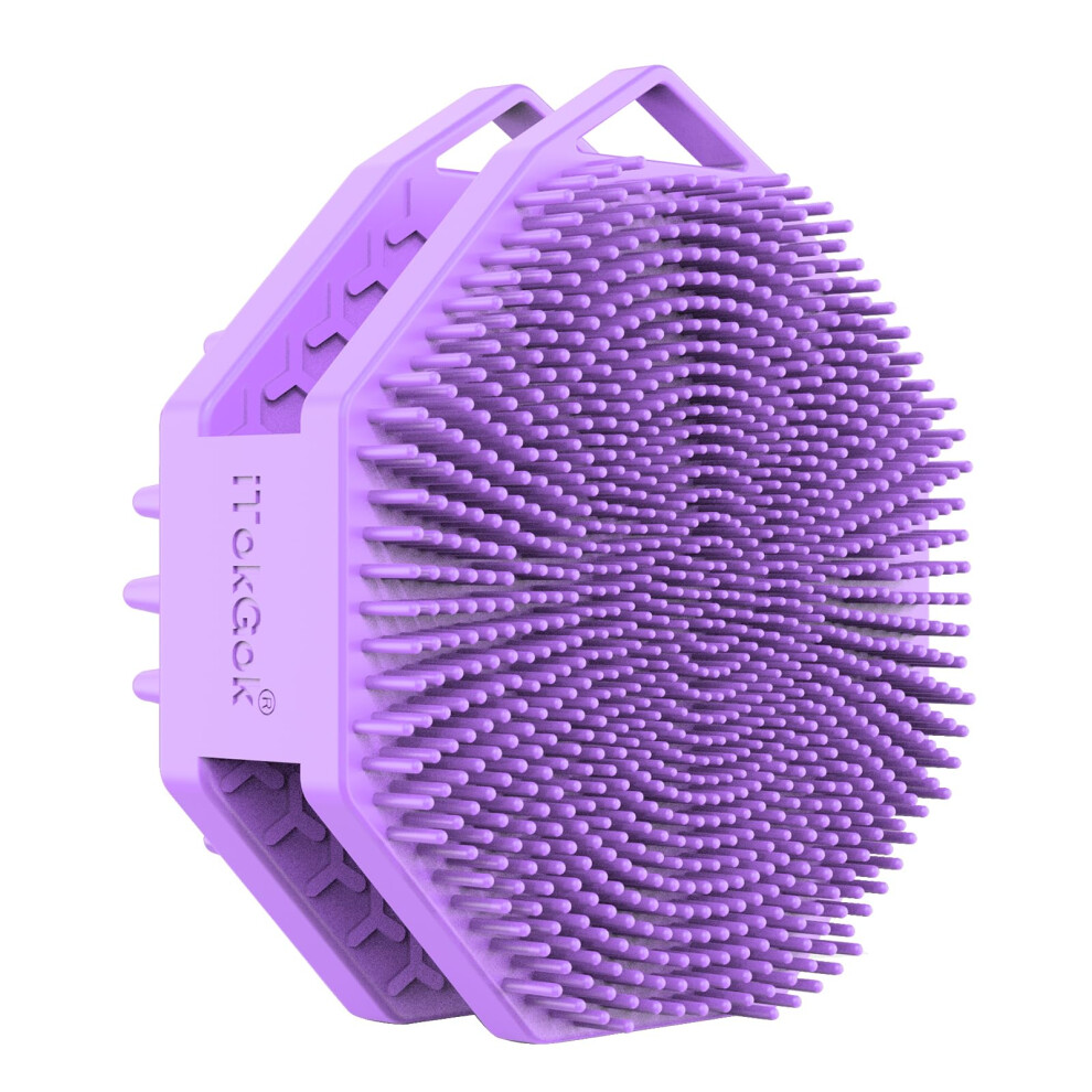 Light/Purple 2 In 1 Doublesided Silicone Face And Body Scrubber, Gentle Exfoliating Brush For Sensitive Skin