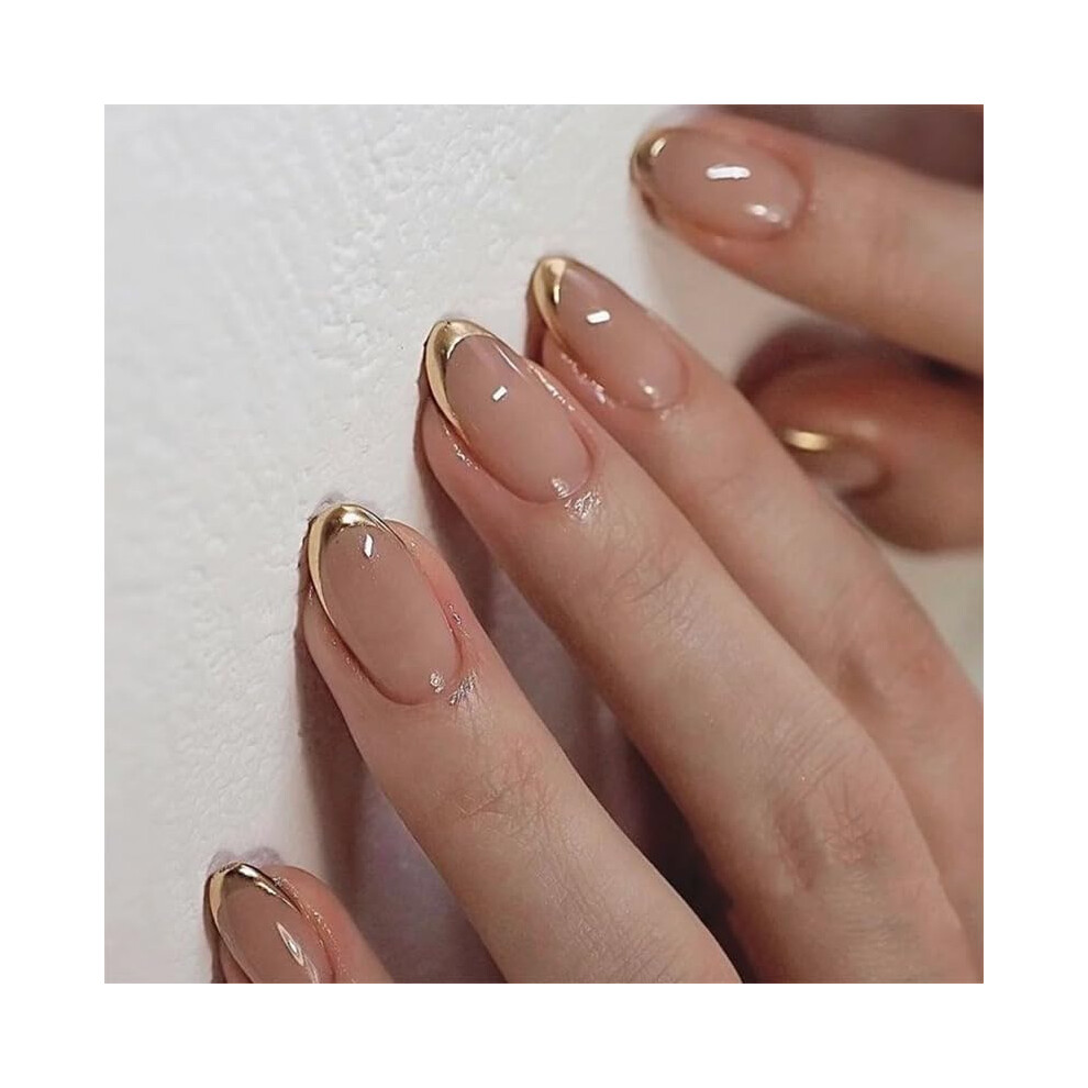 Glossy French Tip Press On Nails, 24PCS Reusable Coffin Fake Nails with Heart and Bow Accents