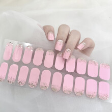 Extra Long Pink and Glitter Gold Gel Nail Polish Strips Matte Finish SalonQuality Gel Wraps