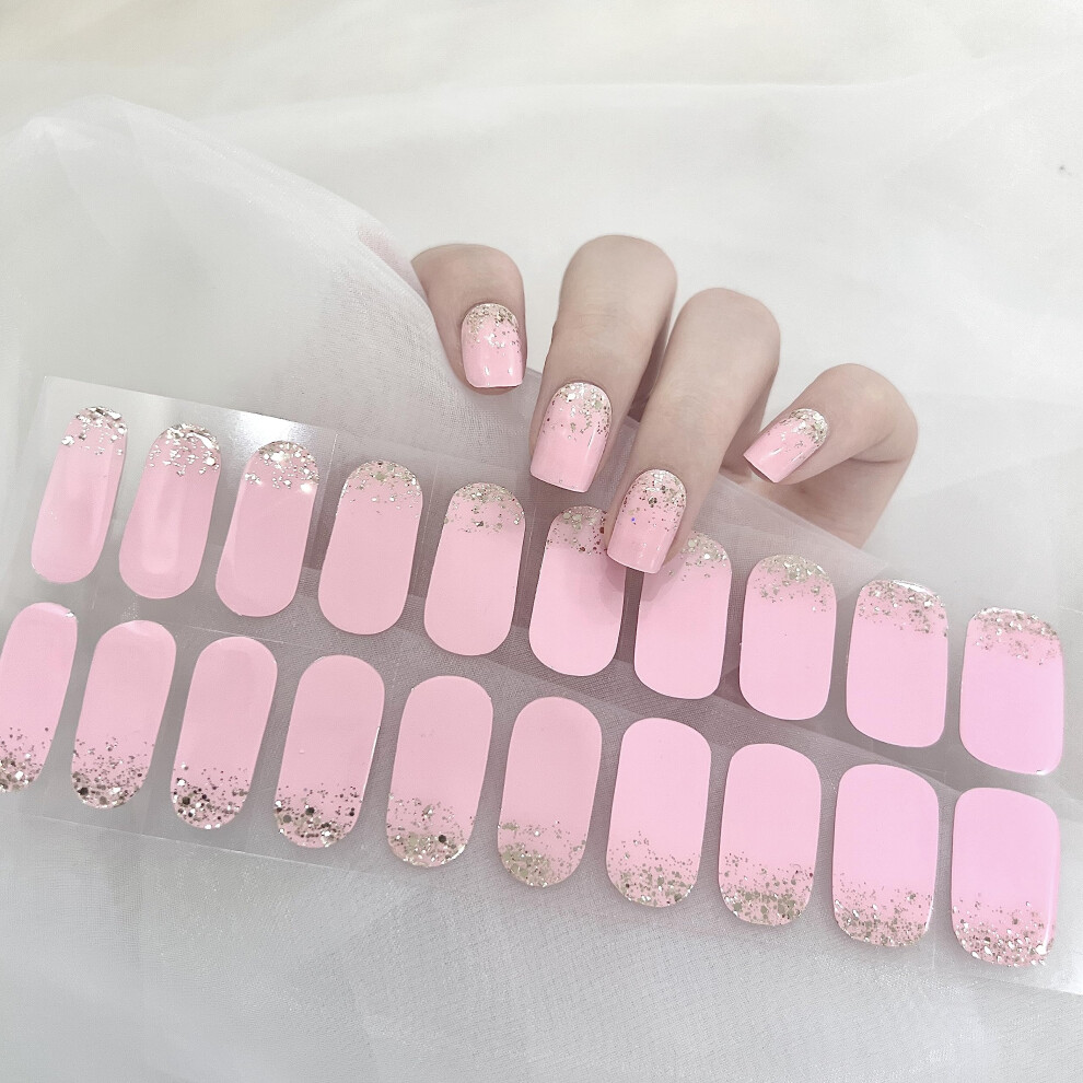 Pink,Gold Extra Long Pink And Glitter Gold Gel Nail Polish Strips Matte Finish Salonquality Gel Wraps