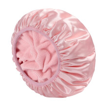 Triple Layer Waterproof Shower Cap for Women, Extra Large for Long Thick Hair, Soft Terry Lining, Pale Pink