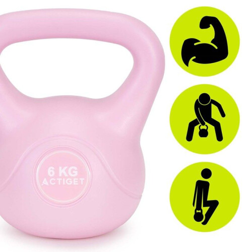 Kettlebell - ACTIGET - 6 kg - ABS duradero - Mango cómodo - Acabado rosa 1
