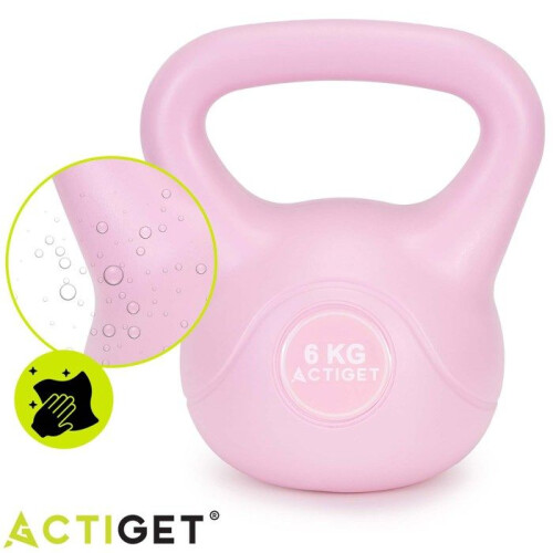 Kettlebell - ACTIGET - 6 kg - ABS duradero - Mango cómodo - Acabado rosa 2