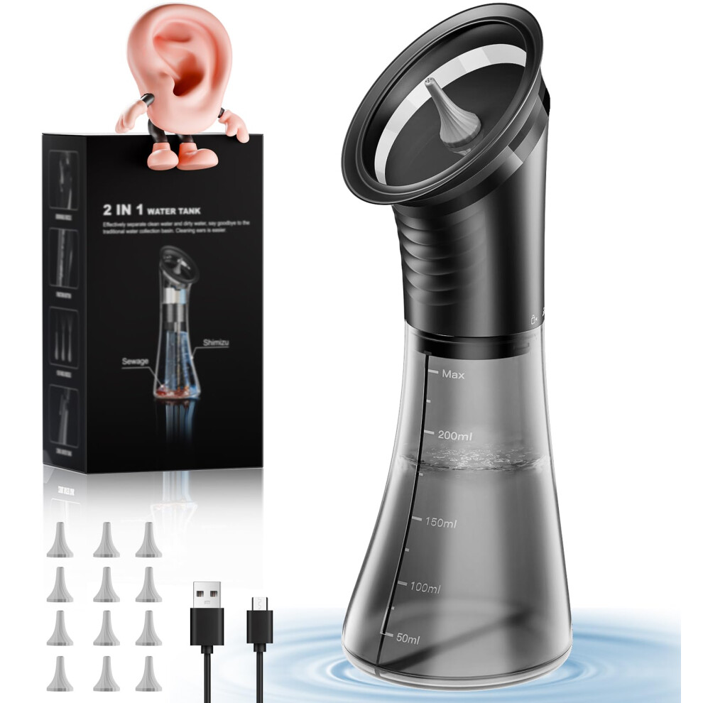 Ear Wax Removal Kit Electric Ear Cleaner with LED Display Dual Tank 3 Modes 12 Reusable Tips IPX7