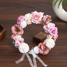 Wedding Crown Handcrafted Crystal Design Adjustable Floral Bridal Tiara Headband for Women Pink