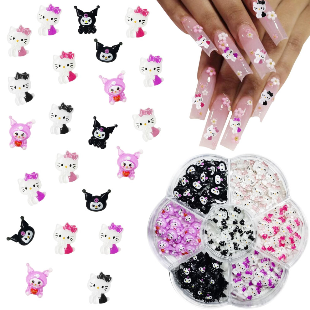 140PCS Kawaii Nail Charms Set, 3D Cartoon Nail Art Decorations for Acrylic Nails DIY