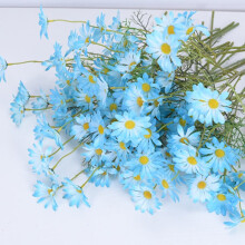 Artificial Flowers 12 Bundles Silk Daisy UV Resistant Outdoor With Stems Blue For Home Garden Decoration