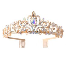 Crystal Tiara with Comb Headband Bridal Crystal Crown for Wedding Prom Party Women (Color C8)