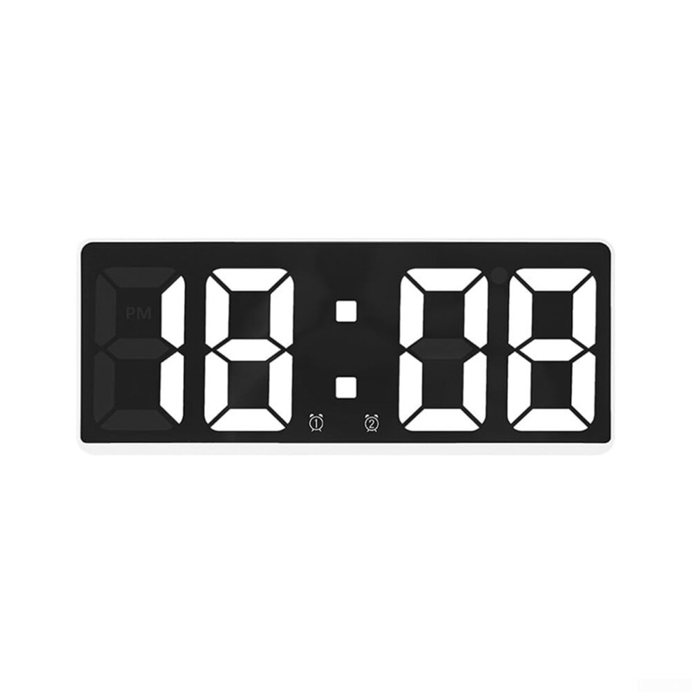 Modern Smart Alarm Clock Voice Activation Realtime Temperature Display Black Shell White Display 9164114271648
