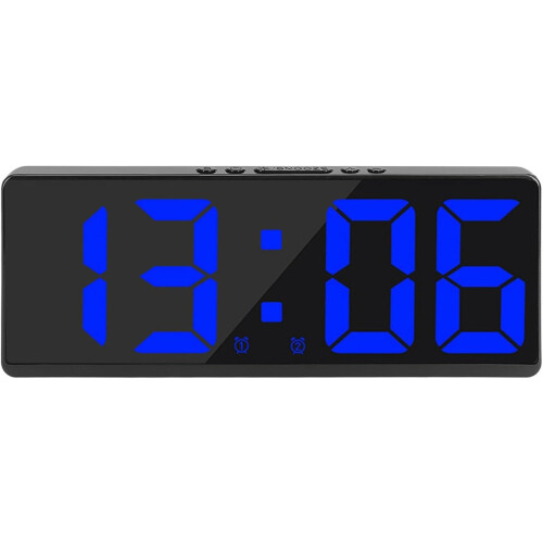 Modern Smart Alarm Clock Voice Activation RealTime Temperature Display Black Shell White Display 2