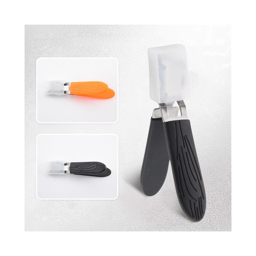 Black Wide Jaw Nail Clipper For Thick Toenails And Fingernails, Antisplash Guard, Slanted Blades