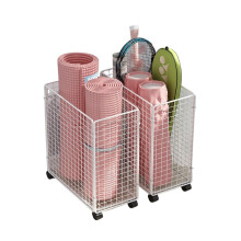 Yoga Mat Storage Rack with Wheels, SpaceSaving Home Gym Organizer, Sturdy Rust Gold Style C
