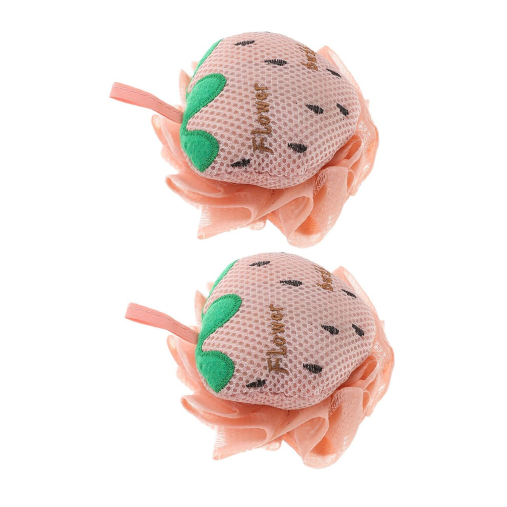 Strawberry Bath Loofah and Exfoliating Shower Sponge Set, Gentle DualSided Scrubber, TravelFriendly