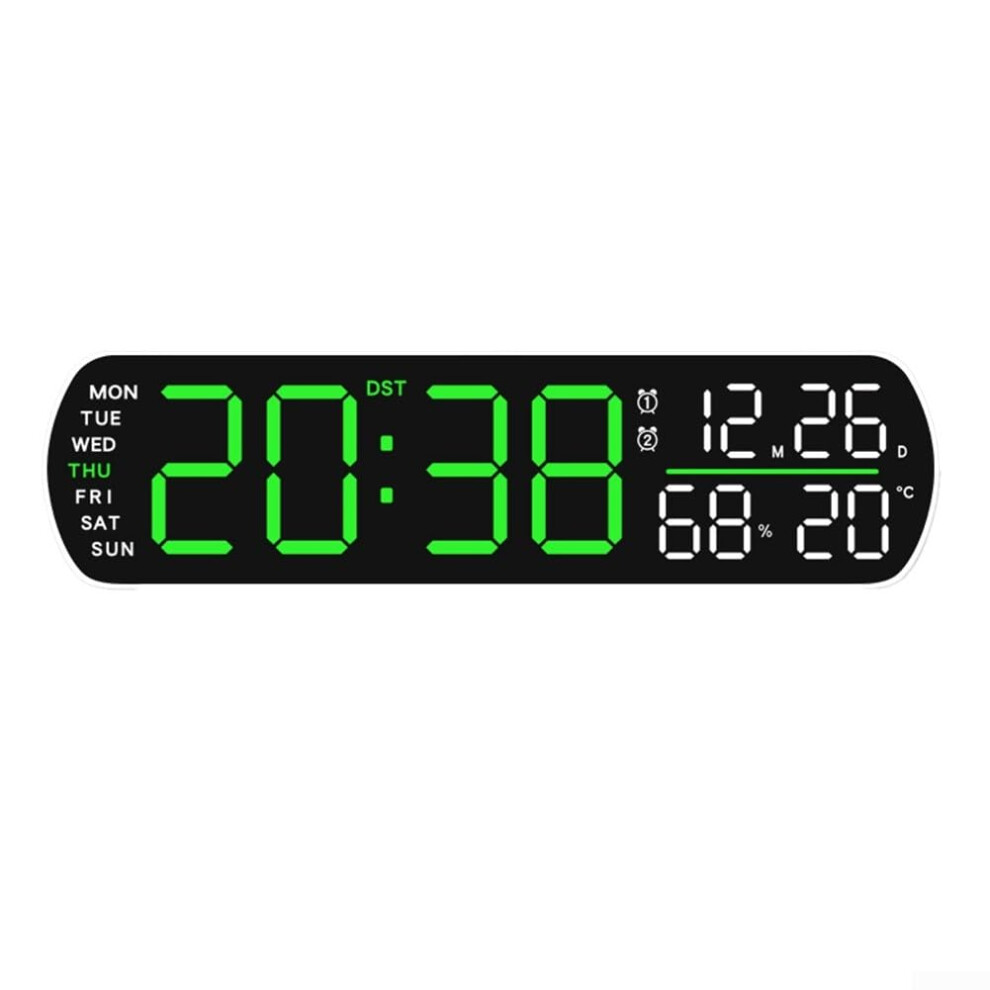 Led Digital Alarm Clock With Time Date Temperature Humidity, Adjustable Brightness, Dual Alarm Function 9174973565512