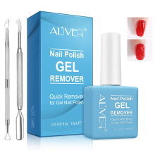 Gel Nail Polish Remover 15ML with Cuticle Pusher, Fast No Soak Gel Removal for Salon Quality Results