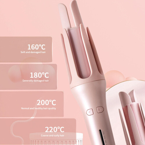 Automatic Curling Iron 1.25 Inch Ceramic Rotating Barrel with AntiTangle Sensor 4 Heat Purple 1