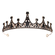 Black Crystal Tiara Baroque Crown for Women Elegant Rhinestone Design Bridal Wedding Hair Accessories