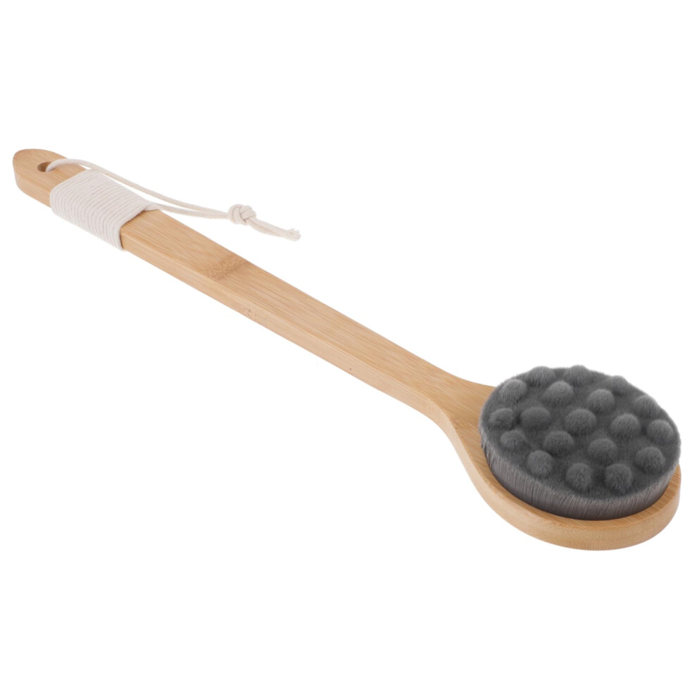 Bamboo Long Handle Bath Brush Back Scrubber for Shower with Gentle Skin Exfoliation