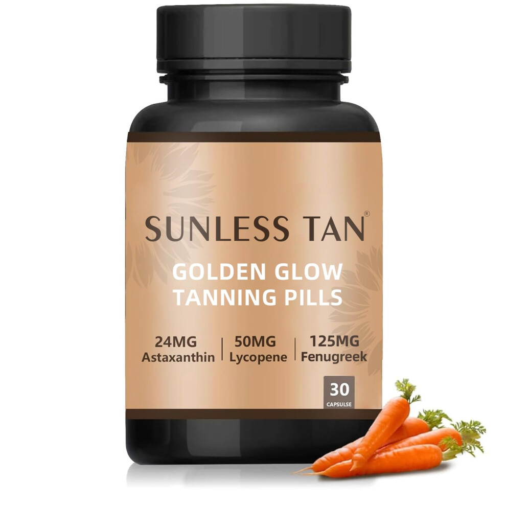 Golden Natural Glow Tanning Pills For Men And Women, Sunless Tan Supplement With Longlasting Glow (1Pcs)