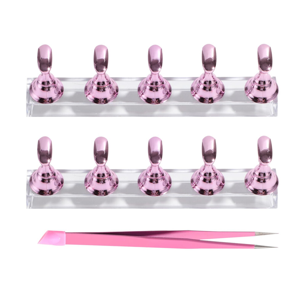 Nail Art Display Stand with Magnetic Nail Practice Holders, 2in1 Nail Tool Pen for Acrylic and Press On Nails