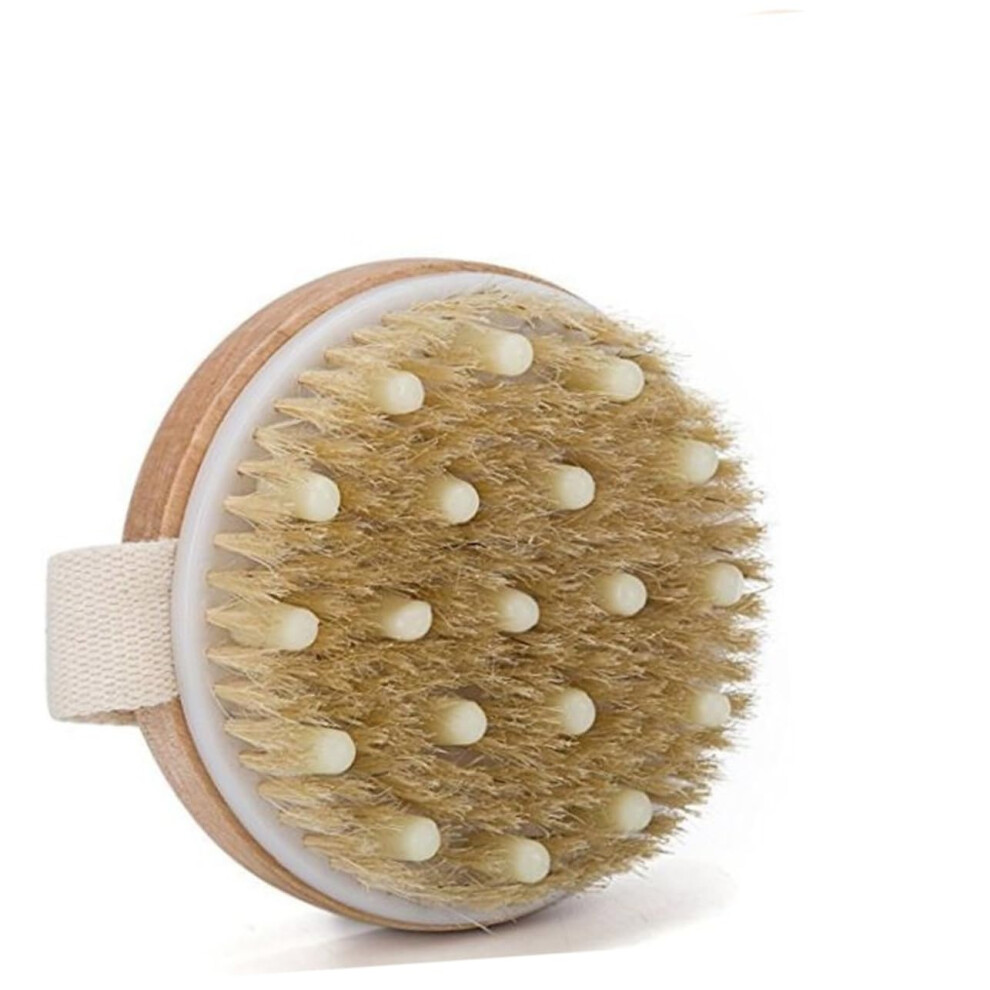 Wooden Body Brush for Gentle Exfoliation and Circulation Massage, Medium Bristle Shower Brush