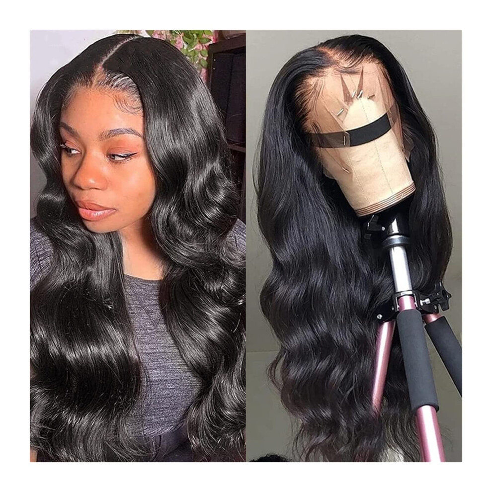 Unisex Human Hair Lace Front Wig Brazilian Body Wave 13X4x1 T Part Transparent Lace 180 Density