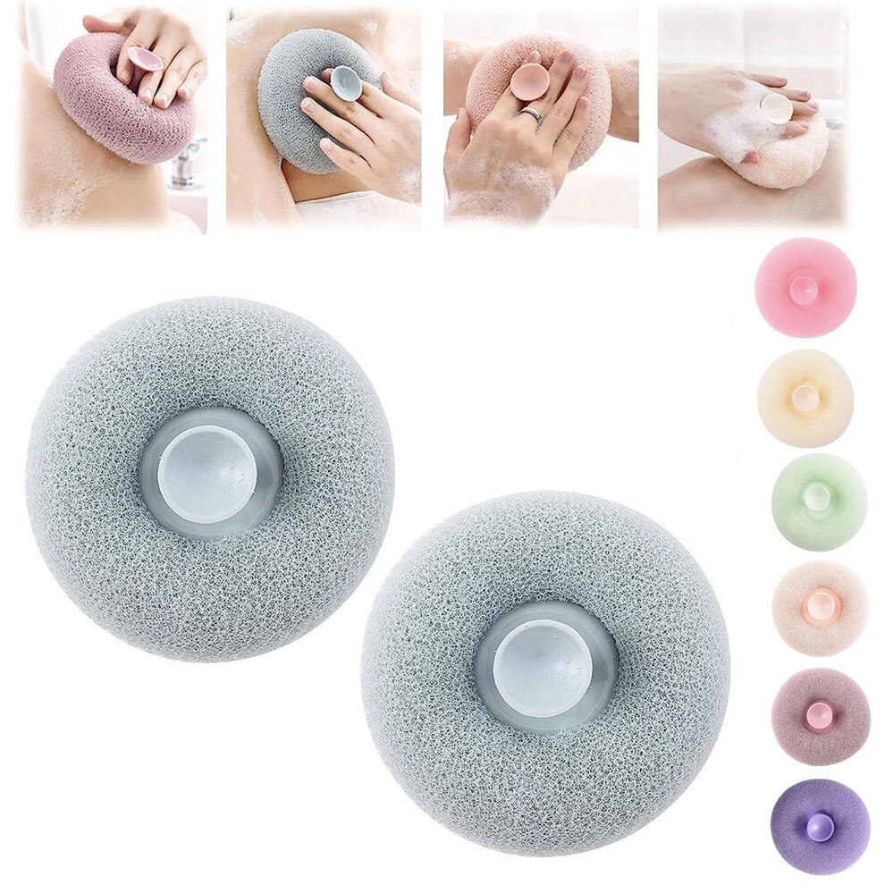 Exfoliating Shower Sponge with Suction Cup, Soft Mesh Bath Body Brush for Gentle Exfoliation